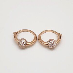 Pandora Rose Gold Plated Pave Beaded Hoop Earrings